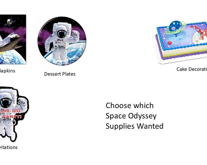 Space Odyssey Plates, Napkins, Invitations, Outer Space Cake Decorating Kit