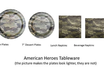 American Heroes Dinner Plates, American Heroes Dessert Plates, American Heroes Beverage Napkins, American Heroes Lunch Napkins