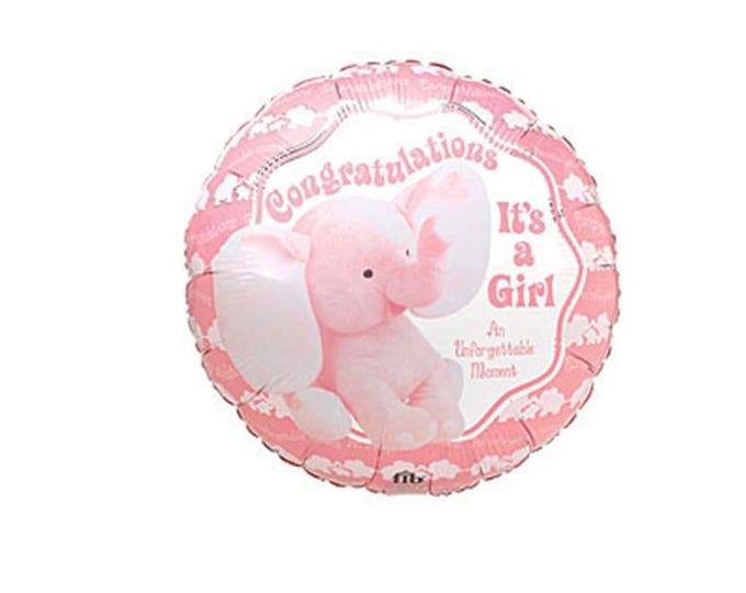 Baby Girl Elephant Balloons,  Elephant Baby Shower Balloons