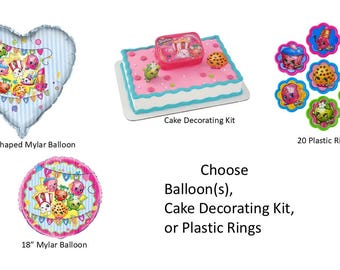 Shopkins Balloon Set, Shopkins Rings, Shopkins Cake Decorating Kit
