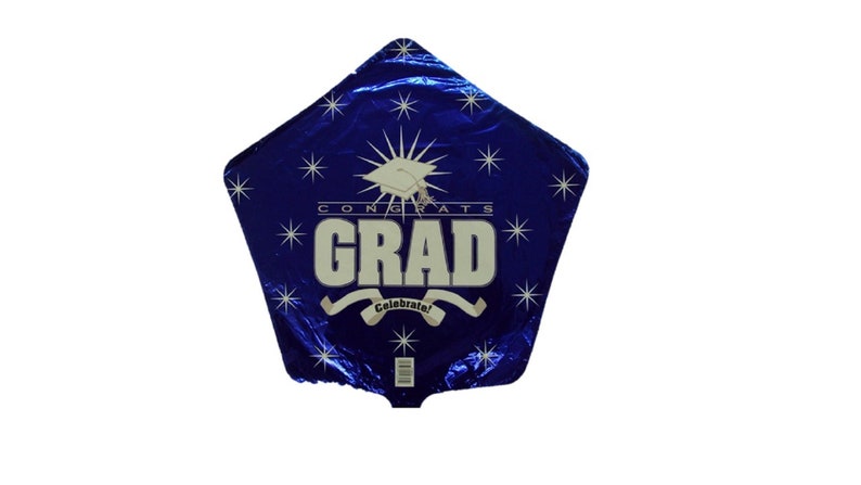 Blue Graduation Decorations, Blue Grad Mylar Balloons, Sapphire Blue Graduation Decor, Blue Plates, Blue Napkins 18" Star Shape Mylar