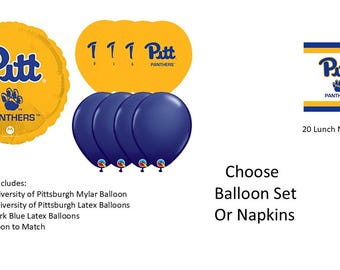 University of Pittsburgh Balloons, University of Pittsburgh Panthers Balloons, University of Pittsburgh Napkins