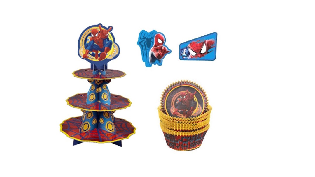 Spiderman Cupcake Stand Rings & Baking Cups Etsy