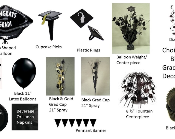 Black Graduation Decorations, Black Graduation Decor, Black Cap Confetti