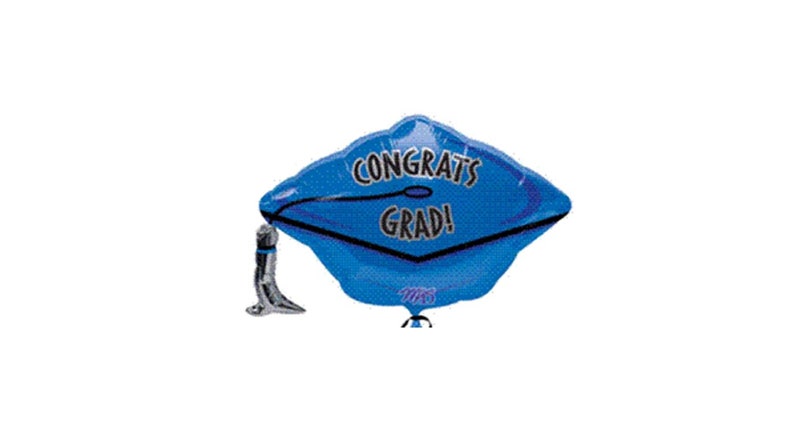 Blue Graduation Decorations, Blue Grad Mylar Balloons, Sapphire Blue Graduation Decor, Blue Plates, Blue Napkins 18" Cap Shape Mylar