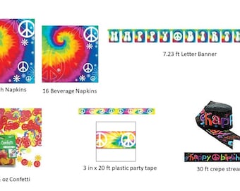 Tie Dye Peace Sign Napkins Party Supplies