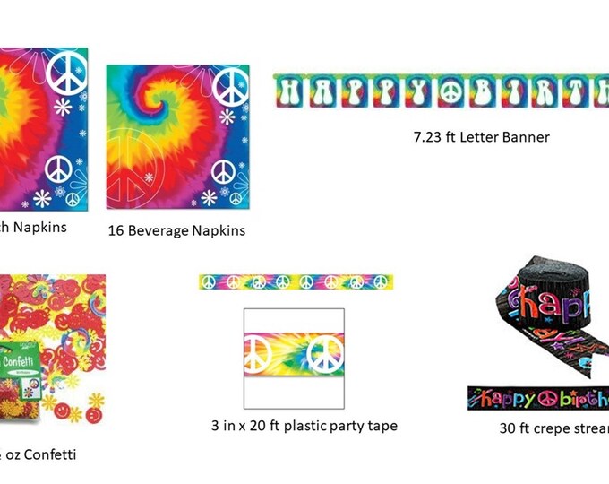 Tie Dye Peace Sign Napkins Party Supplies