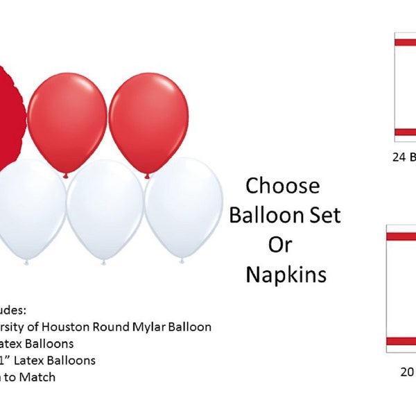 University of Houston Balloons, Houston University balloons, University of Houston Napkins