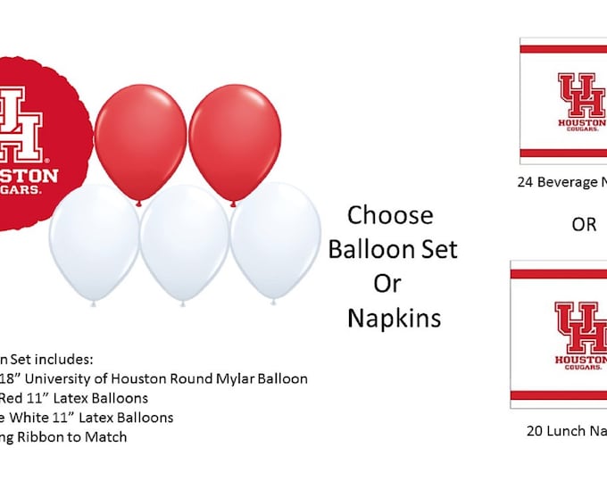 University of Houston Balloons, Houston University balloons, University of Houston Napkins