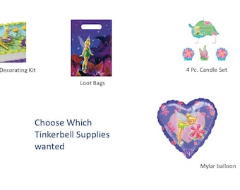 Tinkerbell Napkins, Tinkerbell Favor Pack, Tinkerbell Centerpiece. Tinkerbell Cake Decorating Kit