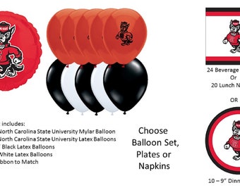 North Carolina State Balloons, Wolfpack balloons, North Carolina State Wolfpack Balloons, North Carolina State Napkins,