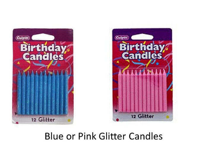 Pink Glitter Candles, Blue Glitter Candles