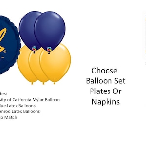 University of California Balloons, University of California Bears balloons, University of California napkins