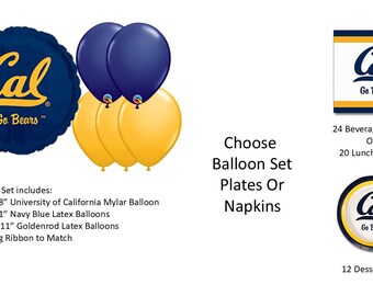University of California Balloons, University of California Bears balloons, University of California napkins