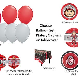 Ohio State Balloons, Ohio State Napkins, Ohio State Tablecover, Ohio State Lunch Napkins, Ohio State Plates