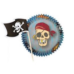 Pirate Baking Cups with Pirate Flag Picks