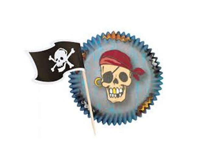 Pirate Baking Cups with Pirate Flag Picks