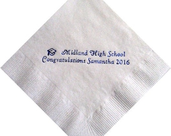 Personalized Graduation Beverage Napkins with Name Class of 2024 - Any School, Any Color