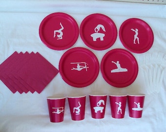 Gymnastics Party Tableware Set for 5 People - boy or girl