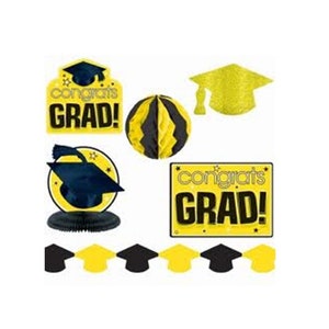 Gold Graduation Decorations, Gold Graduation Decor, Yellow Graduation Decorations, Golden Yellow Room Decorating Kit image 10