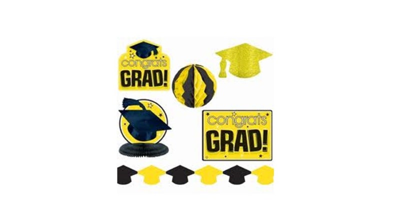 Gold Graduation Decorations, Gold Graduation Decor, Yellow Graduation Decorations, Golden Yellow Room Decorating Kit image 10