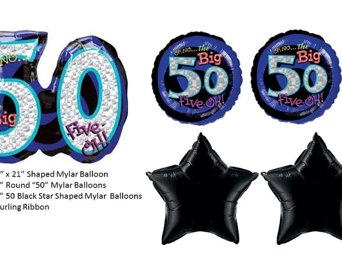 50th Birthday Balloon Bouquet, Oh No the Big 50 Balloons