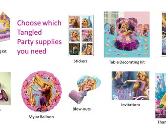 Tangled Balloons, Tangled Cake Decorating Kit, Tangled Rings, Tangled Table Decorating Kit, Tangled Blow-outs, Tangled Loot Bags