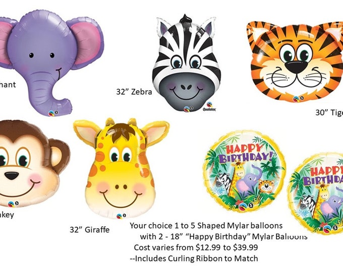 Jungle Animal Balloons, Zoo Animal Balloons Jungle Head Shapes