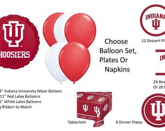 University of Indiana balloons, Indiana University Napkins, University of Indiana napkins, Indiana Plates, Indiana Tablecover