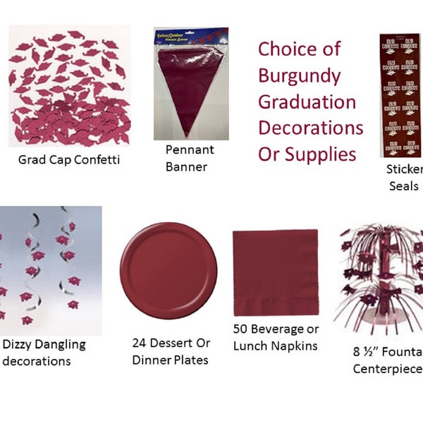 Burgundy Graduation Decorations, Burgundy Grad Mylar Balloons, Burgundy Graduation Decor, Burgundy Stickers