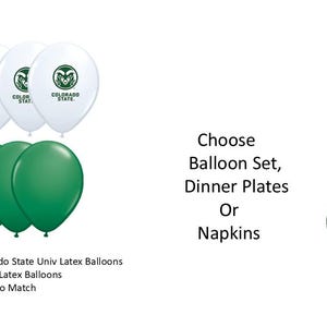 Colorado State University Balloons, Colorado State University Rams Balloons, Colorado State Napkins, Colorado State University Plates