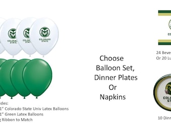 Colorado State University Balloons, Colorado State University Rams Balloons, Colorado State Napkins, Colorado State University Plates