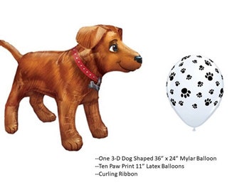 Dog Balloon with paw print latex balloons
