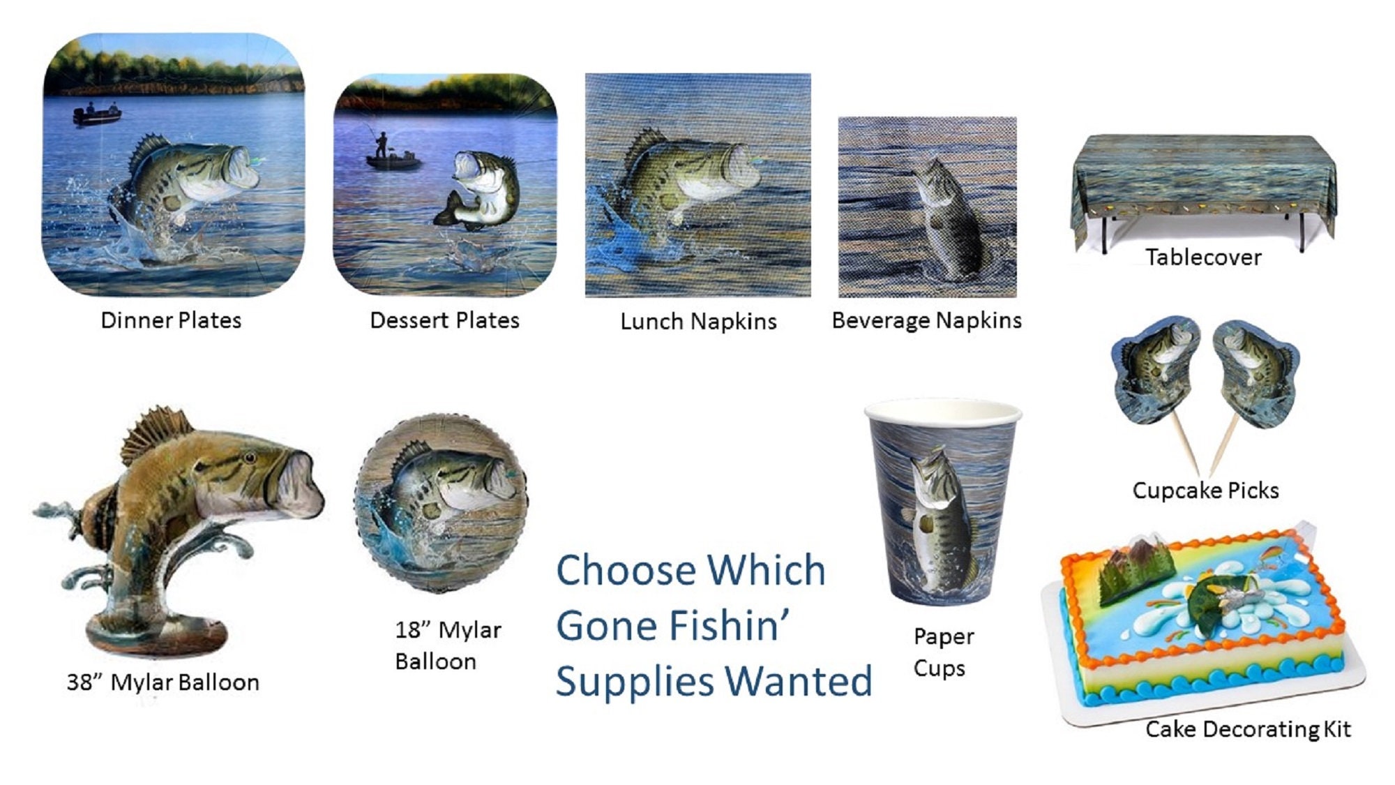 Gone Fishin' Plates, Gone Fishing Napkins, Gone Fishing Cups, Fishing Cake  Decorating Kit, Fishing Picks, Gond Fishing Balloons -  Canada