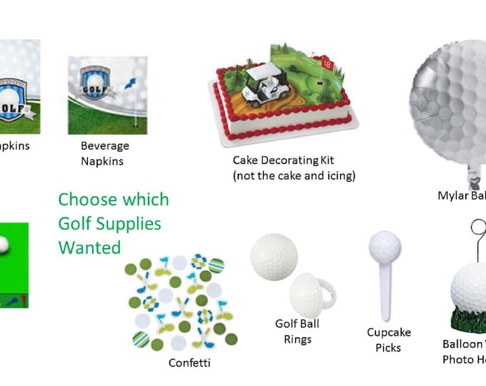 Golf Napkins, Golf Invitations, Golf Balloon, Golf Cake Dec Kit, Golf Cupcake Picks