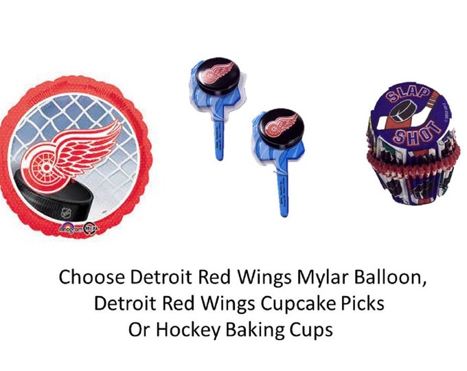 Detroit Red Wings Balloon, Detroit Red Wings Cupcake Picks