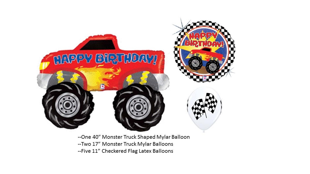 Smash & Crash Monster Truck Birthday Balloon Banner Demolition 