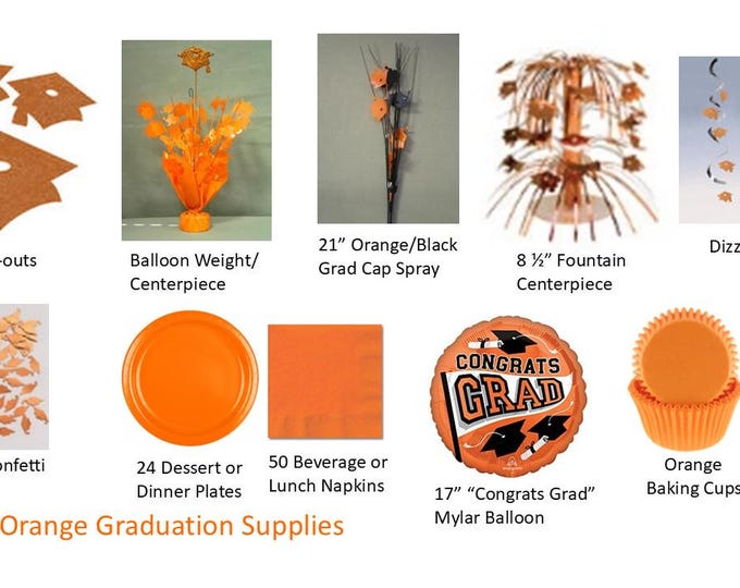Orange Graduation Decorations, Orange Grad Mylar Balloons, Orange Graduation Decor,