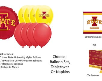 Iowa State University Balloons, Cardinals Balloons, Iowa State University Napkins, Iowa State Tablecover, Iowa State Plates