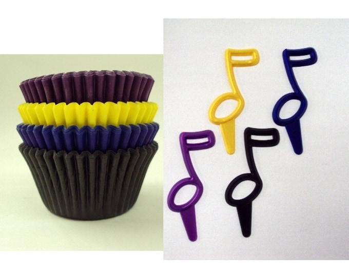 Music Note Picks with Assorted Color Baking Cups