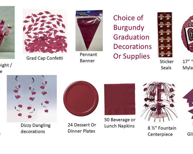 Burgundy Graduation Decorations, Burgundy Grad Mylar Balloons, Burgundy Graduation Decor, Burgundy Stickers