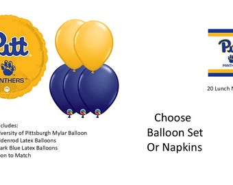 University of Pittsburgh Balloons, University of Pittsburgh Panthers Balloons, University of Pittsburgh Napkins
