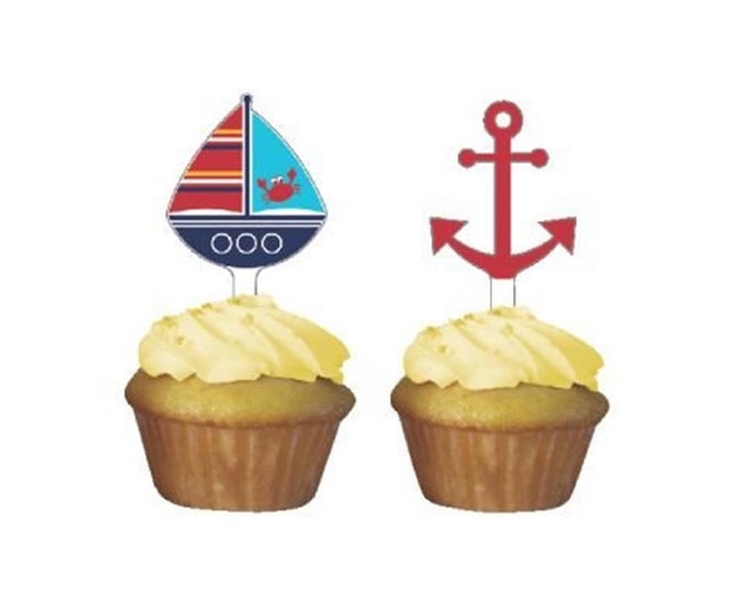 Ahoy Matey Cupcake Picks, Nautical Cupcake Picks