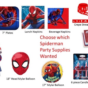 Spiderman Plates, Spiderman Napkins, Spiderman Favor Pack, Spiderman Cake, Spiderman Invitations, Spiderman Tablecover, Spiderman balloon