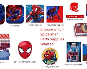 Spiderman Plates, Spiderman Napkins, Spiderman Favor Pack, Spiderman Cake, Spiderman Invitations, Spiderman Tablecover, Spiderman balloon