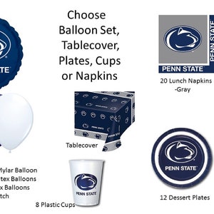 Penn State University Balloons, Penn State Napkins, Penn State Plates, Penn State Lunch Napkins, Penn State Tablecover