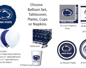 Penn State University Balloons, Penn State Napkins, Penn State Plates, Penn State Lunch Napkins, Penn State Tablecover