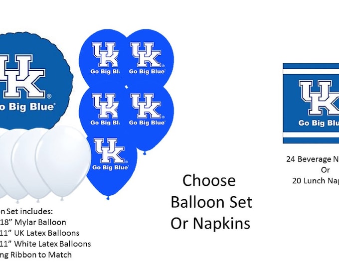 University of Kentucky Balloons, Wildcats balloons, Kentucky University Balloons, Kentucky Wildcats Balloons, University of Kentucky Napkins