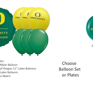 University of Oregon Balloons, University of Oregon Plates