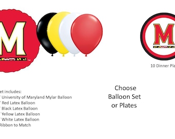 University of Maryland Balloons, Terrapin Balloons, University of Maryland Plates